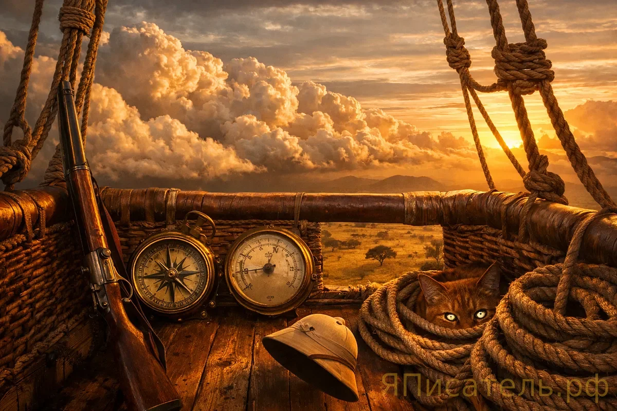 Пять недель в шаре: «Тред. Мы летим над Африкой. Снизу львы. Сверху грозы. Посередине — я, идиот с горелкой»