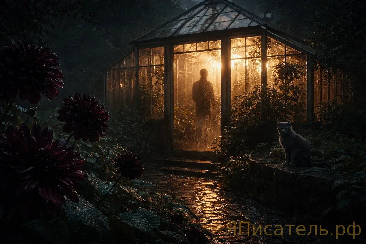 Чёрные георгины до рассвета