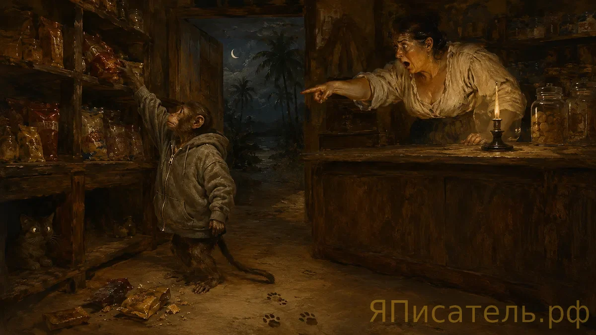 Ночной вор в толстовке