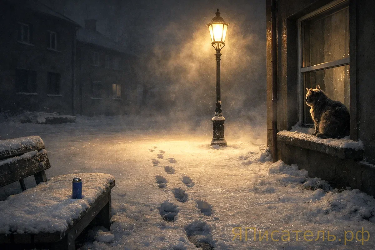 Она стоит под фонарём