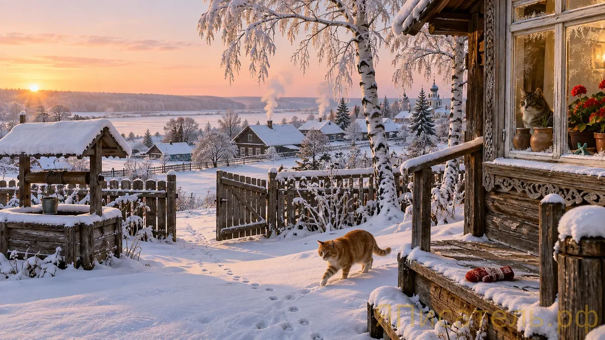 Первый снег в деревне