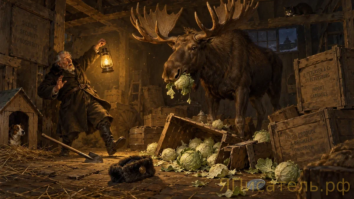 Лось на овощебазе