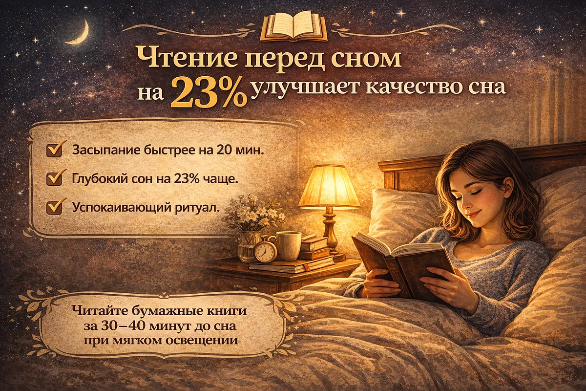 Исследование: люди, читающие перед сном бумажные книги, спят на 23% лучше