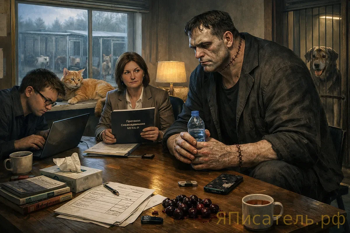 Дай, Джим, на счастье лапу мне: Существо Франкенштейна на собеседовании в приюте для собак